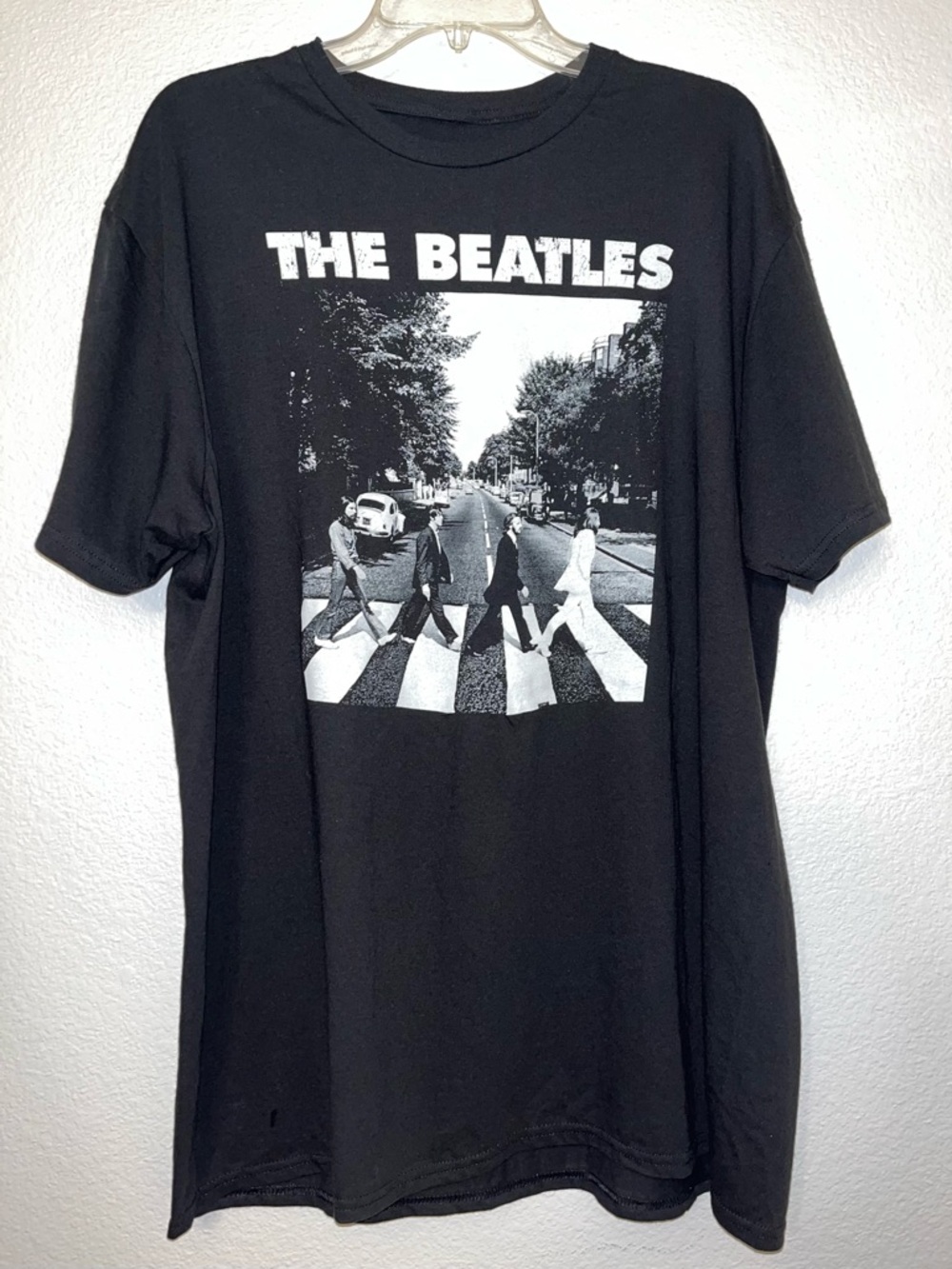 The Beatles Black Graphic Abbey Road T‑Shirt with White Print